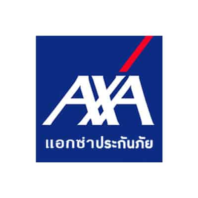 โลโก้ AXA ประกันภัย พร้อมข้อความภาษาไทย "แอกซ่าประกันภัย